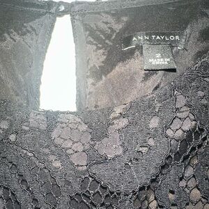 Ann Taylor Black Midi Dress with Lace Detail
